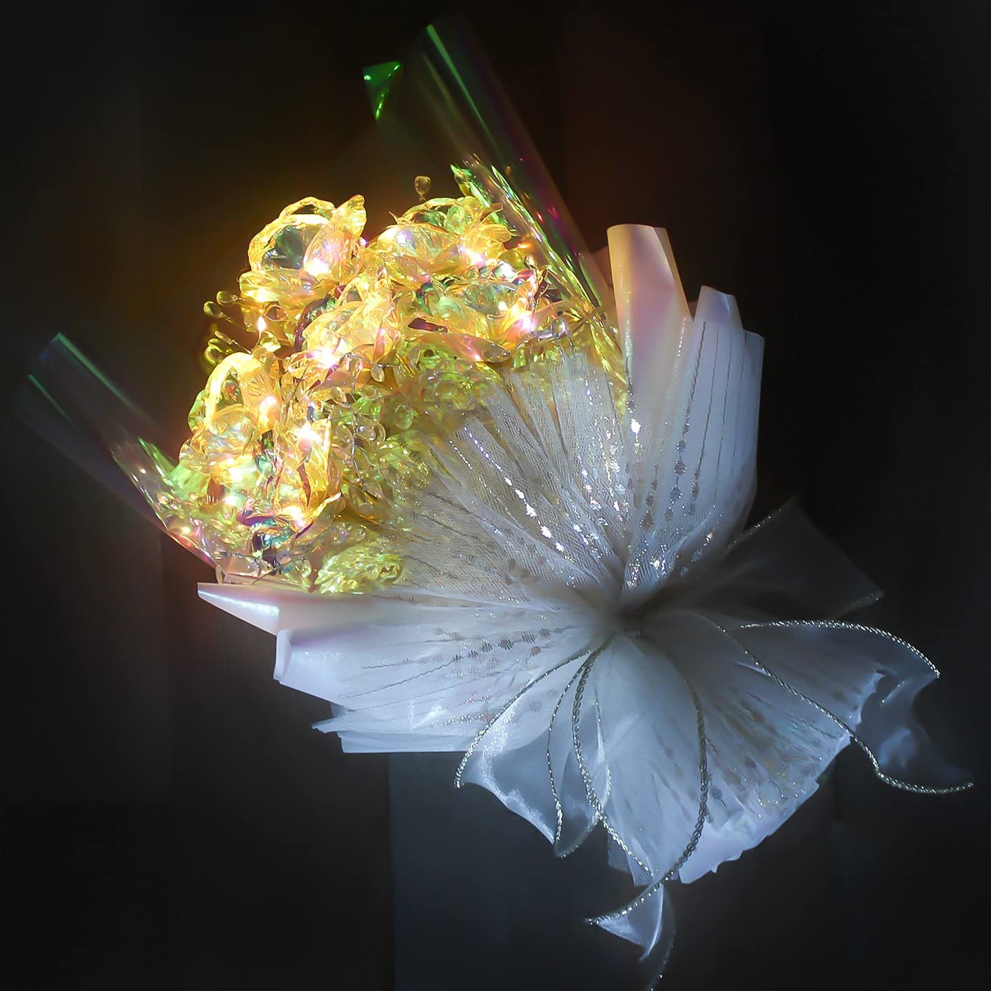 光る オーロラブーケ LEDライト付き バラ 花束 女性 彼女 妻 誕生日プレゼント 結婚記念日 バレンタイン ホワイトデー お祝い 送別会 メッセージカード付き 卒業式 国内発送 1d119d0b
