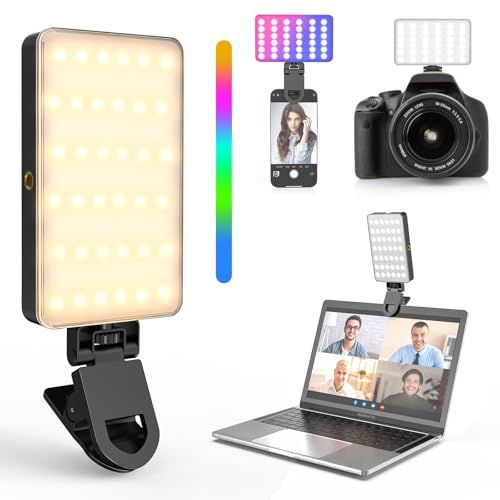 Zealsound RGB自撮りライト LEDビデオライト 138個LED 360°フルカラー 動画用 2700?6500K 調光可能 20種エフェクト 1800mAh充電式 スマホ/iPhone/カメラ/パソコン/Webカメラ対応 コンパク a83a84a0