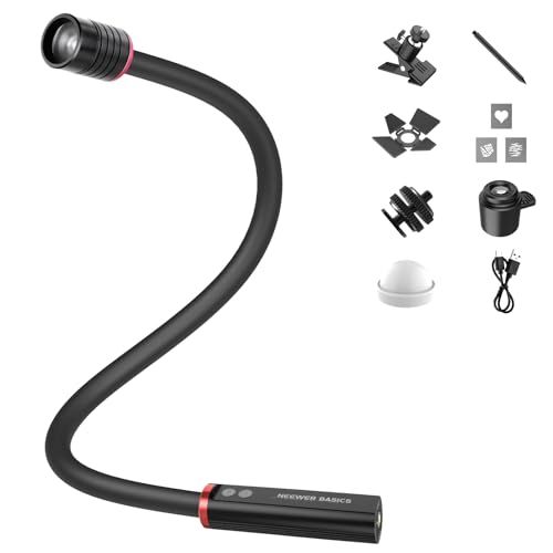 NEEWER BASICS ML01 USB C LEDライト マクロ撮影用 アーム式 4W IP54 ビーム角調整可能 1830Lux CRI95 高演色性 スポットライト 5色RGB 2500mAhバッテリー/コールドシューマウント/クラ 9e0e2199
