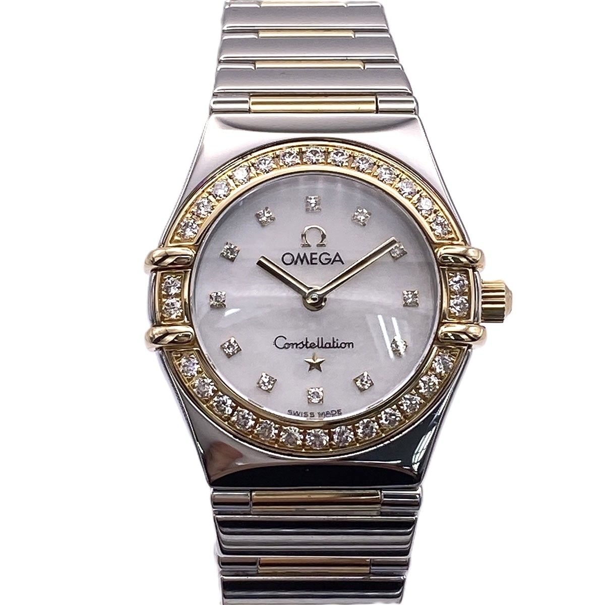 OMEGA オメガ コンステレーション マイチョイス MOP 12Pダイヤ 腕時計 1365.75.00 レディース ステンレススチール K18イエローゴールド ホワイト クオーツ 中古
