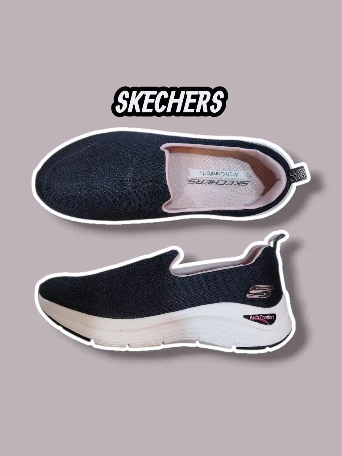 240/ SKECHERS スケッチャーズ アーチ コンフォート スリッポン ブラック /0512