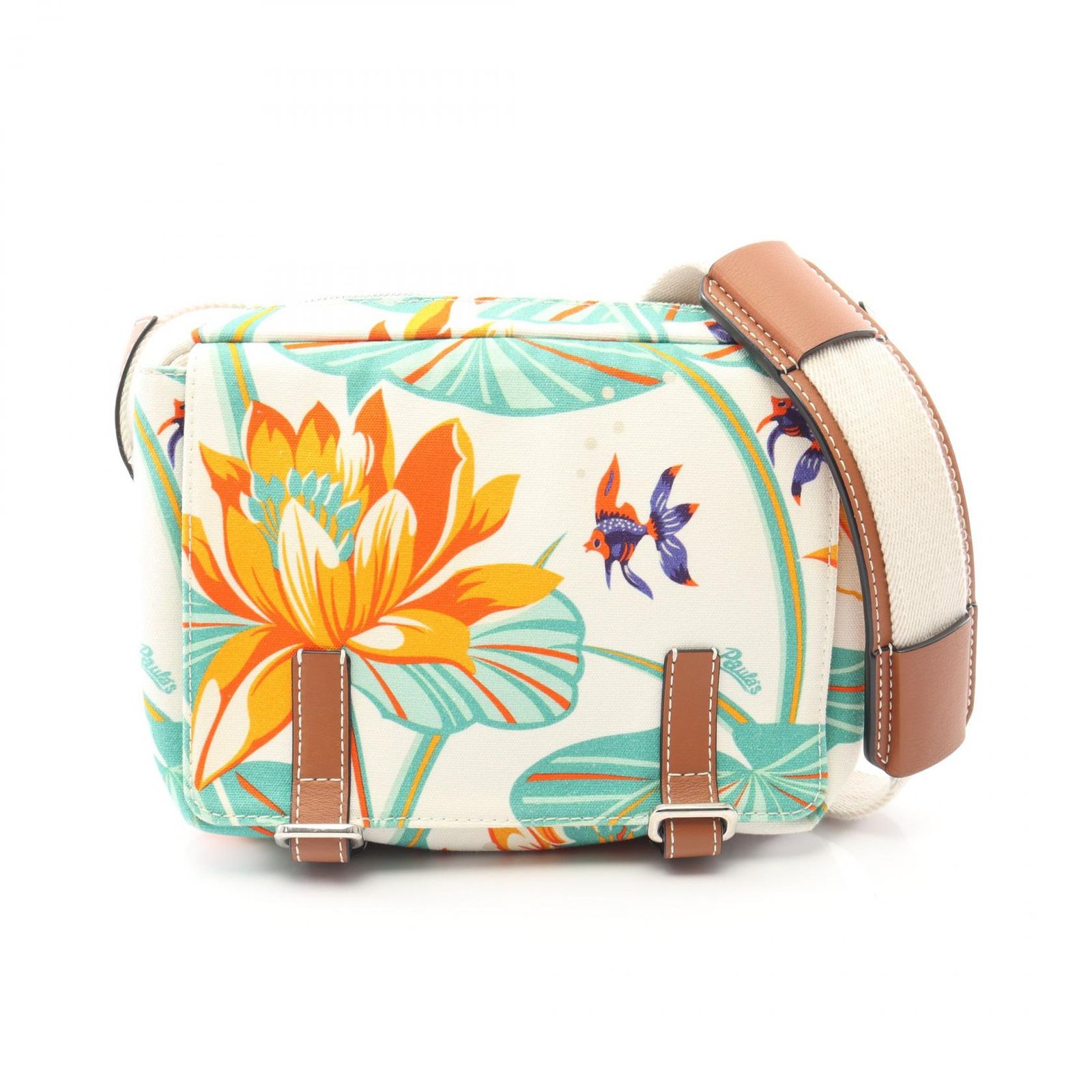 ロエベ LOEWE ショルダーバッグ LOEWE × PAULA'S IBIZA ウォーターリリー ホワイト/グリーン/オレンジ キャンバス レザー ロエベ×パウラザイビザ メッセンジャ- レディース