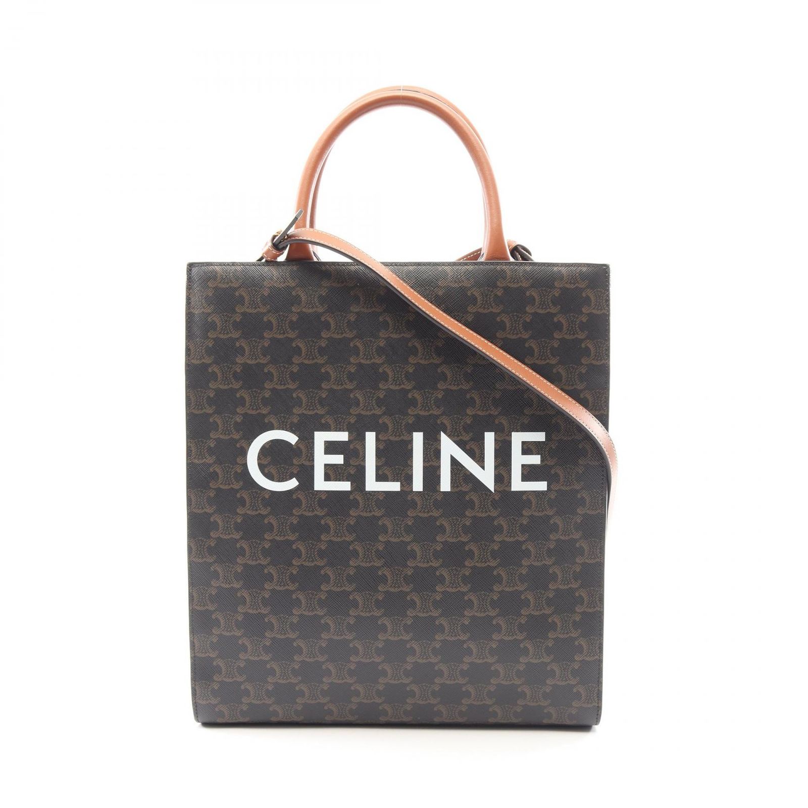 セリーヌ CELINE トートバッグ スモール バーティカル カバ トリオンフ 2WAY 191542 ブラウン/ダークブラウン PVCコーティングキャンバス レザー バーティカルカバ トリオンフ スモール 2wayトート