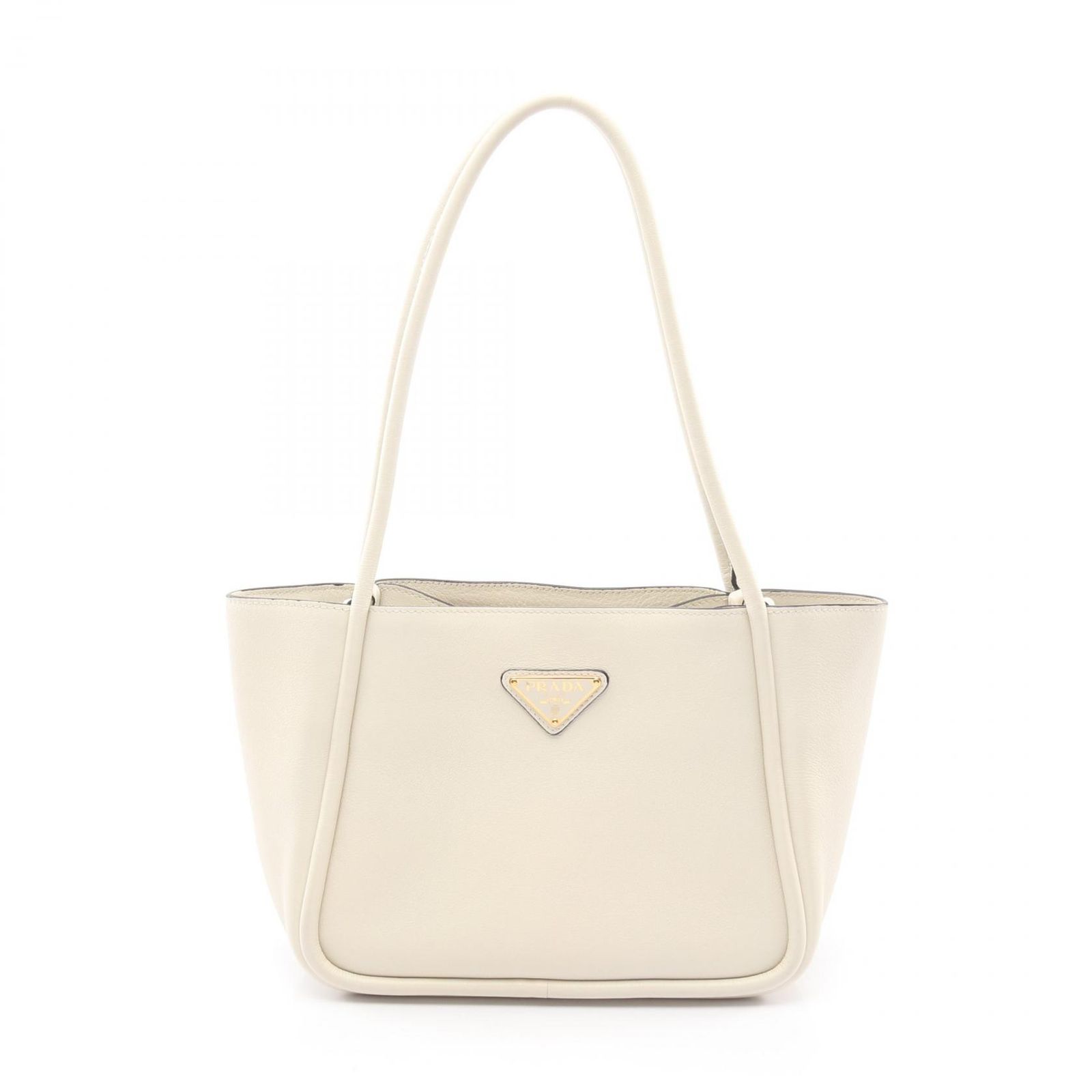 プラダ PRADA トートバッグ SOFT GRAIN トライアングルロゴ 1BG539 ホワイト レザー トライアングルロゴ ミニトートバッグ レディース Used A