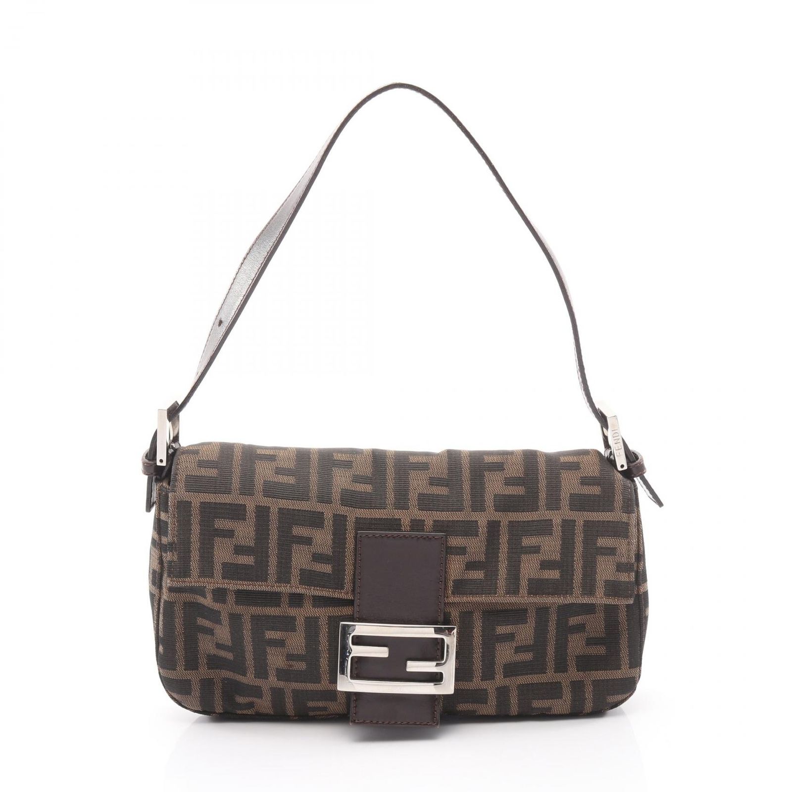 フェンディ FENDI ハンドバッグ マンマバケット ズッカ ブラウン キャンバス レザー ズッカ マンマバケット レディース Used A