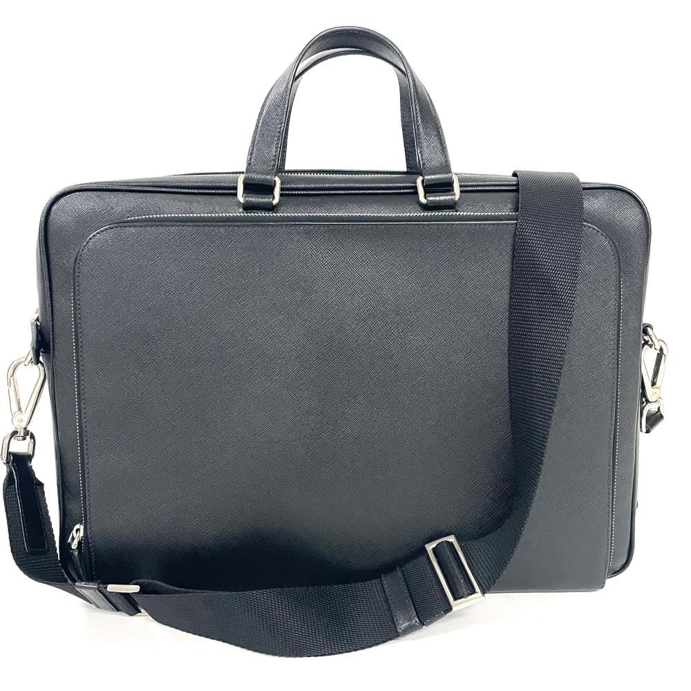プラダ PRADA ビジネスバッグ 2WAY サフィアーノ ブラック メンズ【中古】