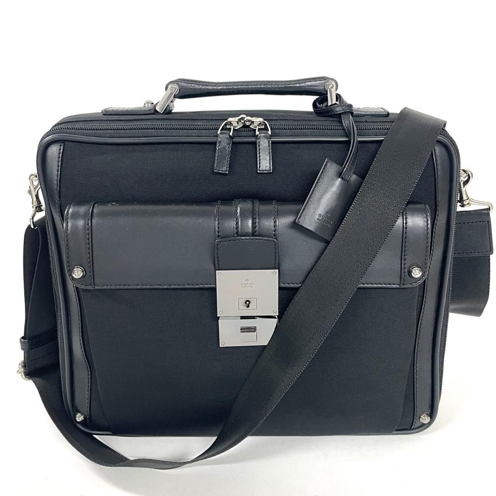 グッチ GUCCI ビジネスバッグ 2WAY ナイロン レザー ブラック メンズ