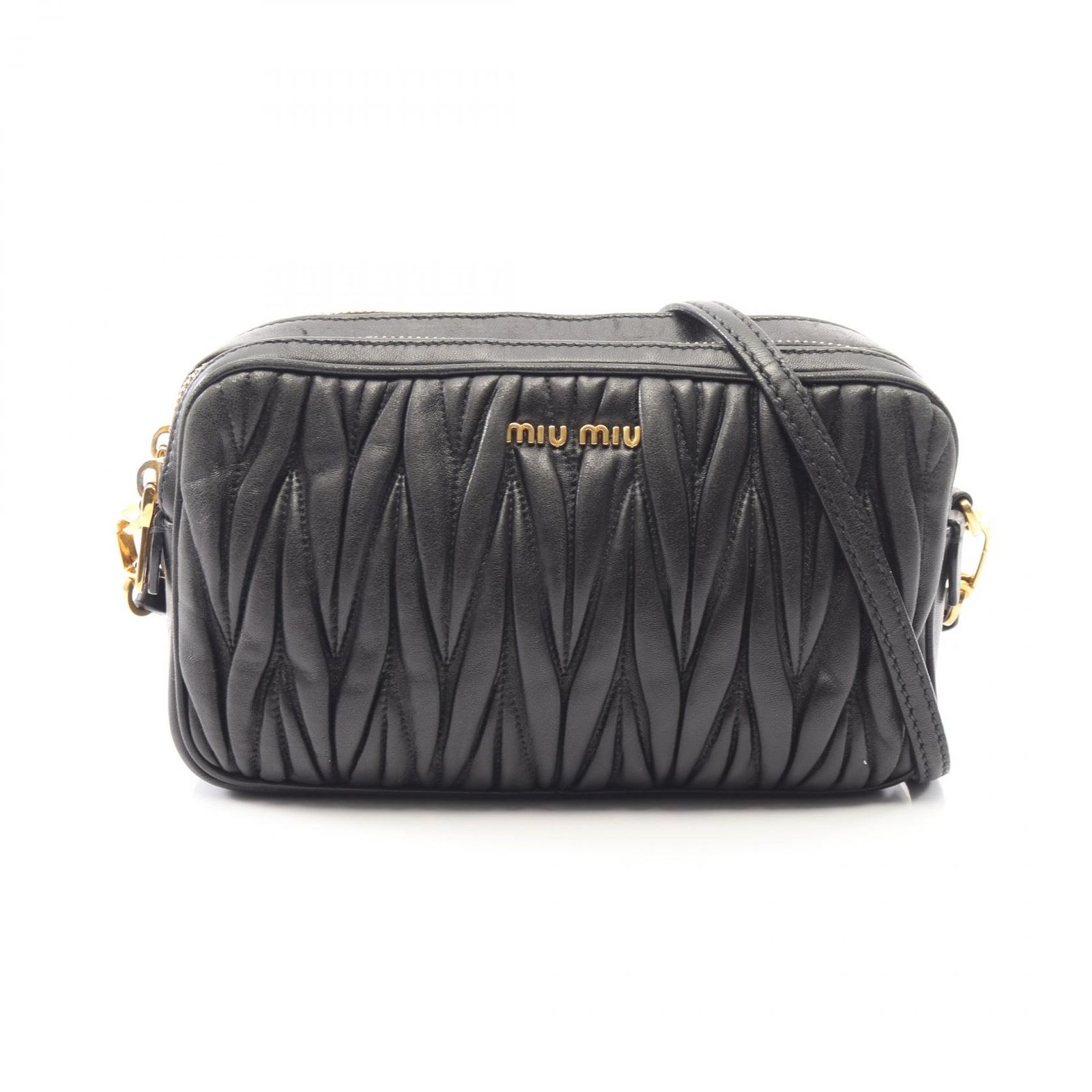ミュウ ミュウ Miu Miu ショルダーバッグ マテラッセ カメラバッグ ブラック レザー マテラッセ ショルダー レディース Used B