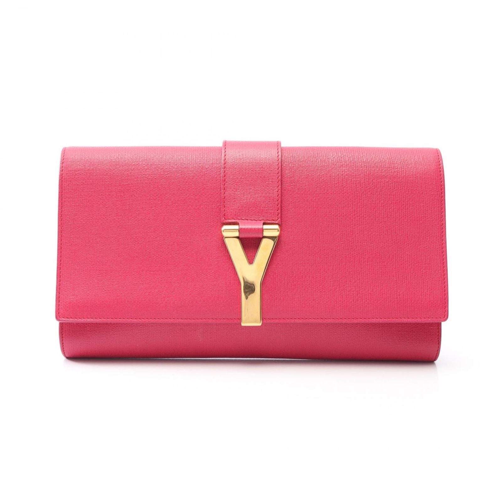 イヴ・サンローラン YVES SAINT LAURENT セカンドバッグ クラッチバッグ YSLロゴ ピンク レザー クラッチバッグ レディース Used A