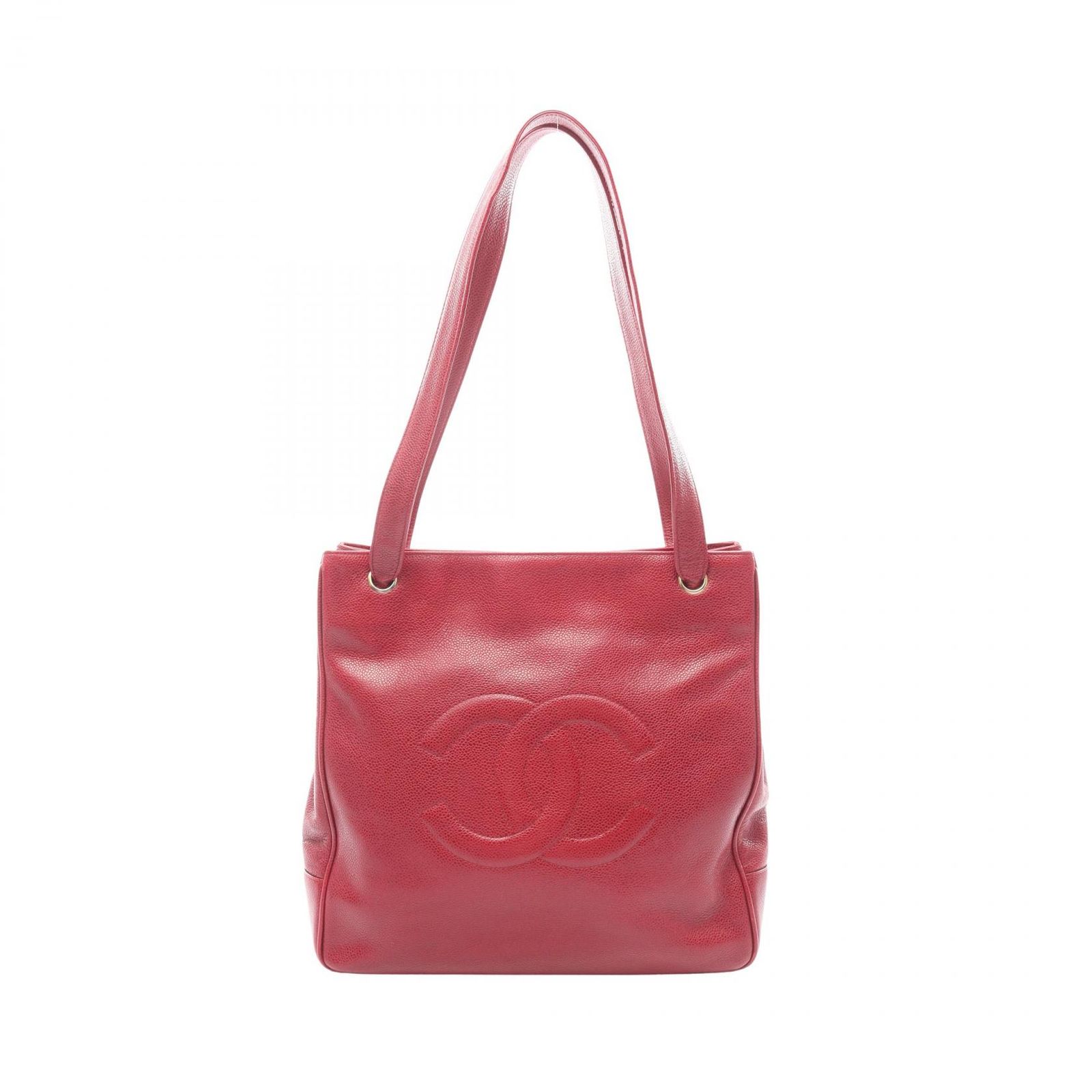 シャネル CHANEL トートバッグ ココマーク レッド キャビアスキン(グレインドカーフ) ココマーク ショルダートート レディース Used B