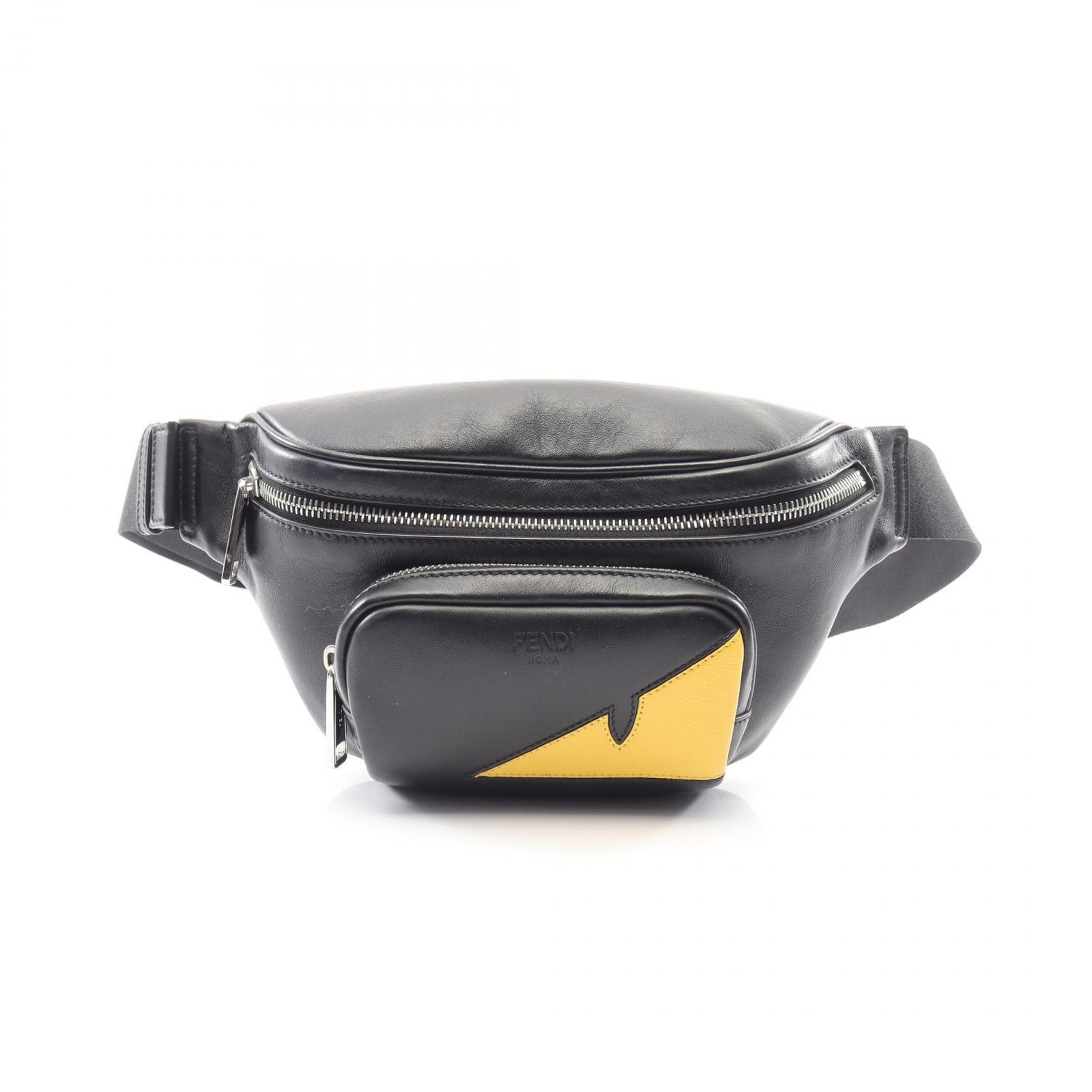 フェンディ FENDI ウエストバッグ ボディバッグ バッグバグズ モンスターアイ 7VA483 ブラック/イエロー レザー バグズ モンスターアイ ボディバッグ メンズ Used A