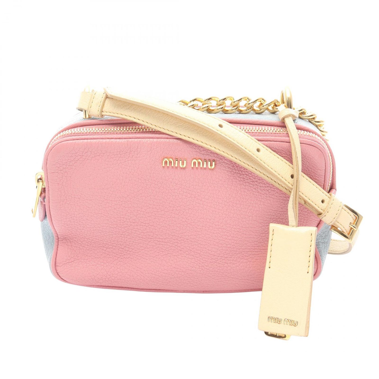 ミュウ ミュウ Miu Miu ショルダーバッグ MADRAS マドラス ピンク 