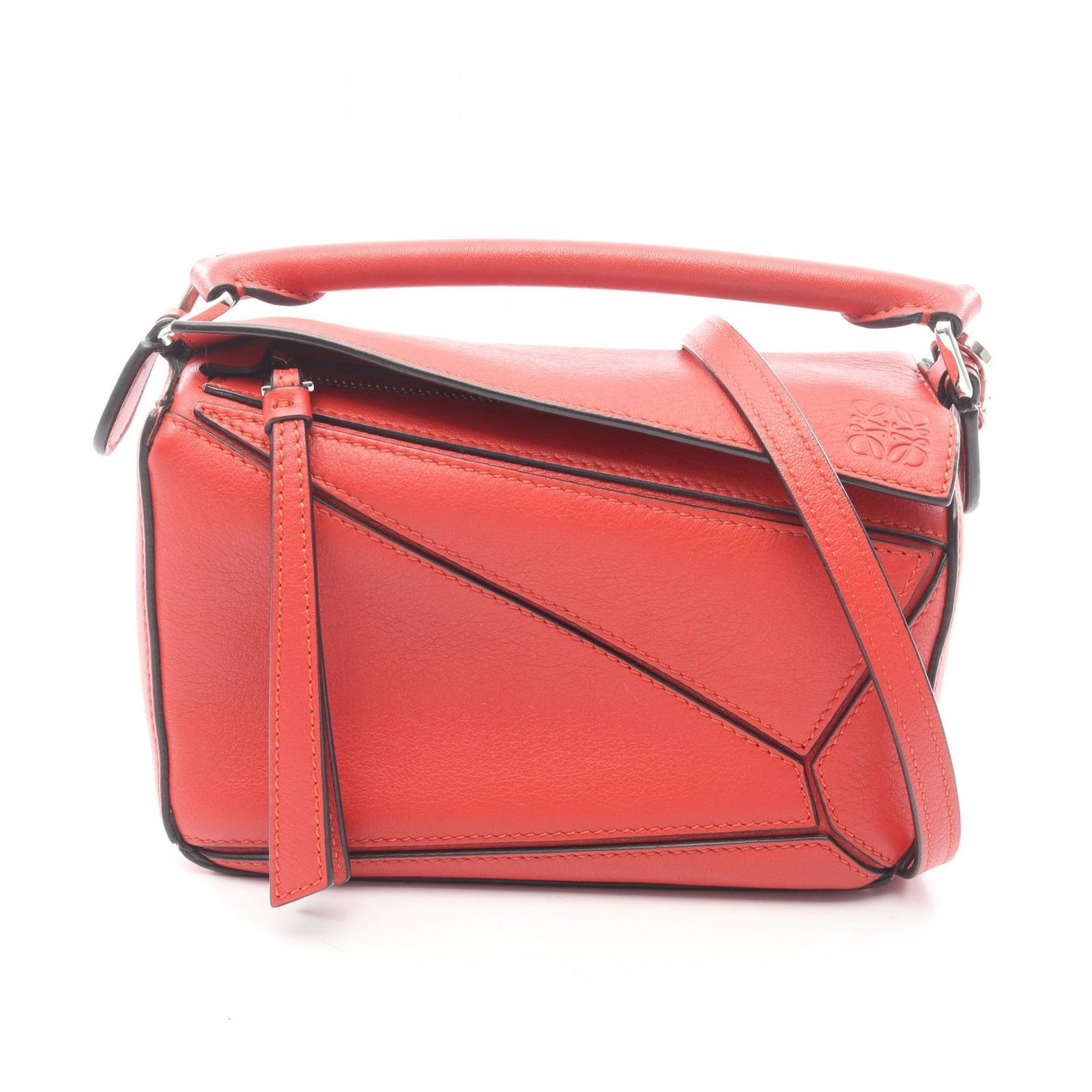 ロエベ LOEWE ハンドバッグ パズルバッグ ミニ 2WAY レッド レザー パズルバッグ ミニ レディース Used A