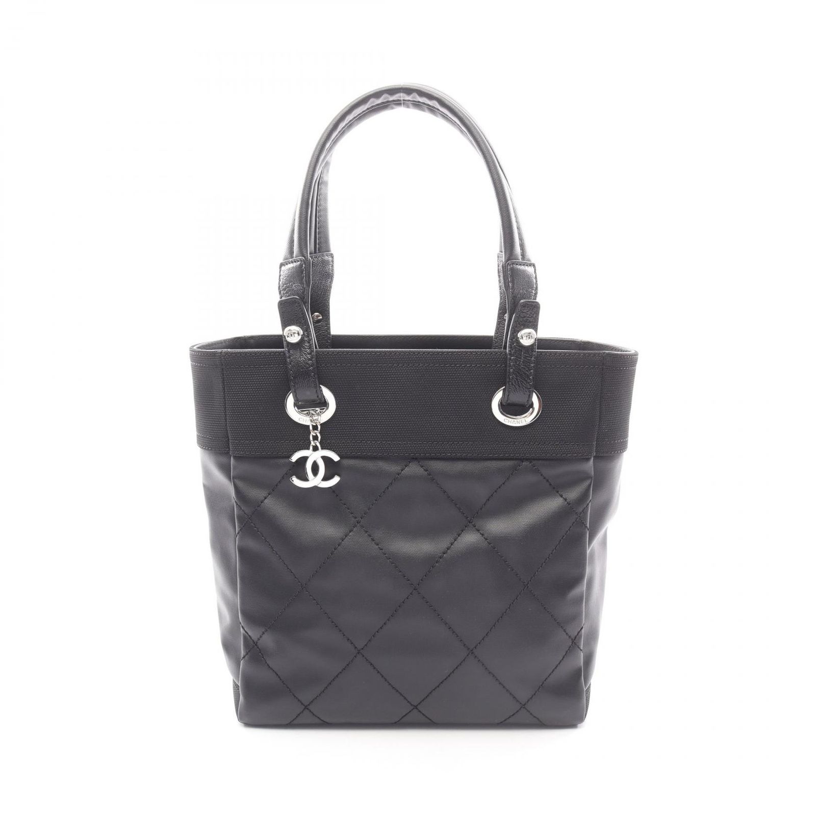 シャネル CHANEL トートバッグ パリビアリッツPM A34208 ブラック PVCコーティングキャンバス レザー パリビアリッツ トートPM レディース Used A