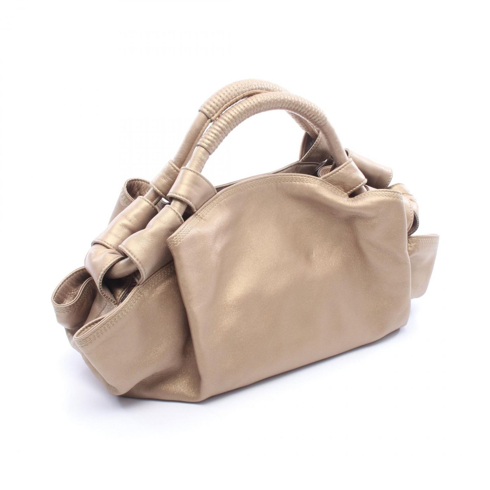 ロエベ LOEWE ハンドバッグ ナッパアイレ メタリックゴールド レザー 