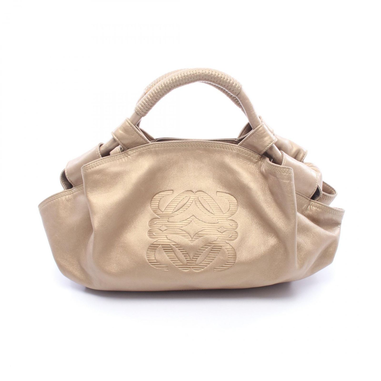 ロエベ LOEWE ハンドバッグ ナッパアイレ メタリックゴールド レザー 