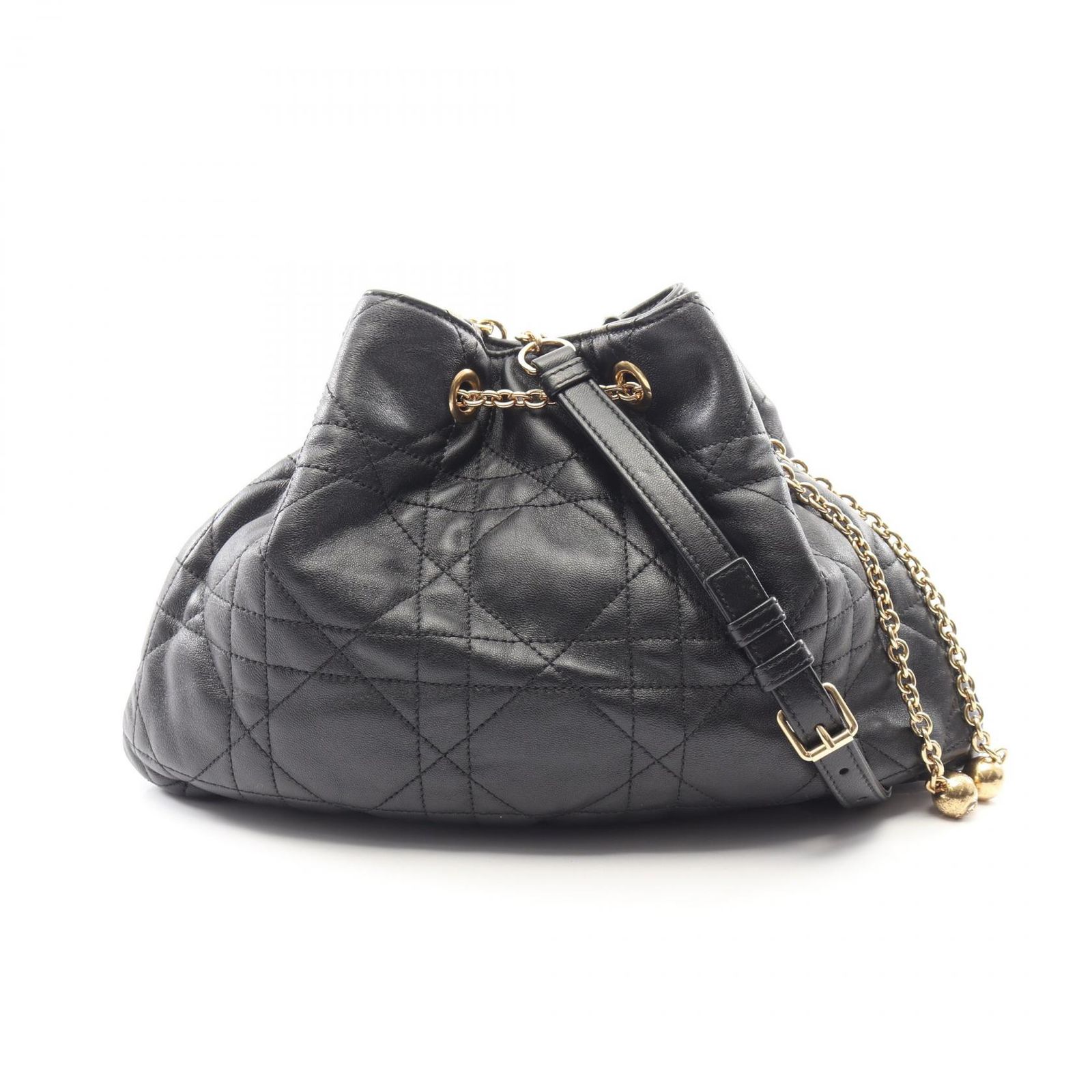 ディオール Dior ショルダーバッグ Ammi アミ ブラック レザー アミ ミディアム チェーンショルダー レディース Used A