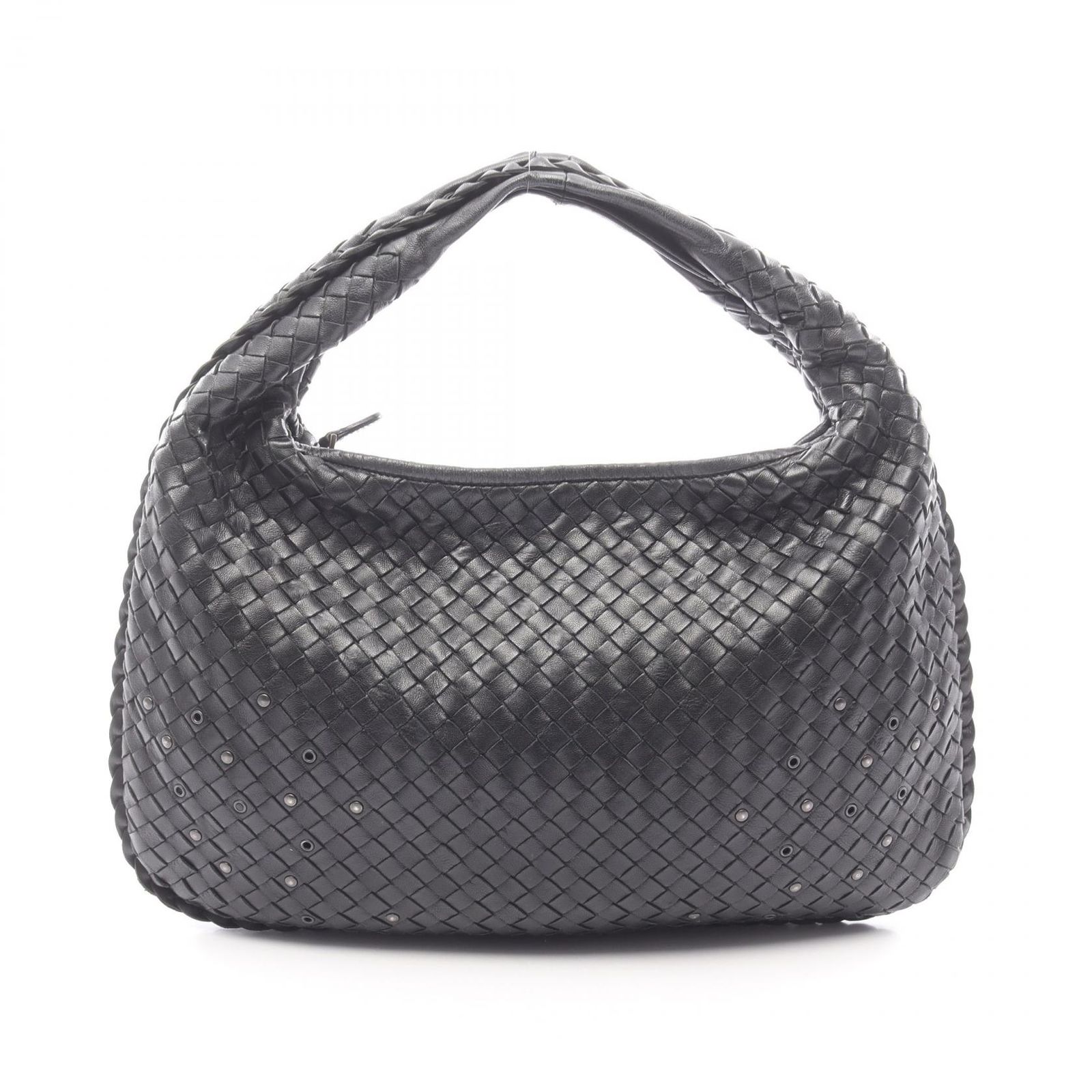 ボッテガヴェネタ BOTTEGA VENETA ハンドバッグ イントレチャート ブラック レザー イントレチャート ワンショルダー レディース Used B