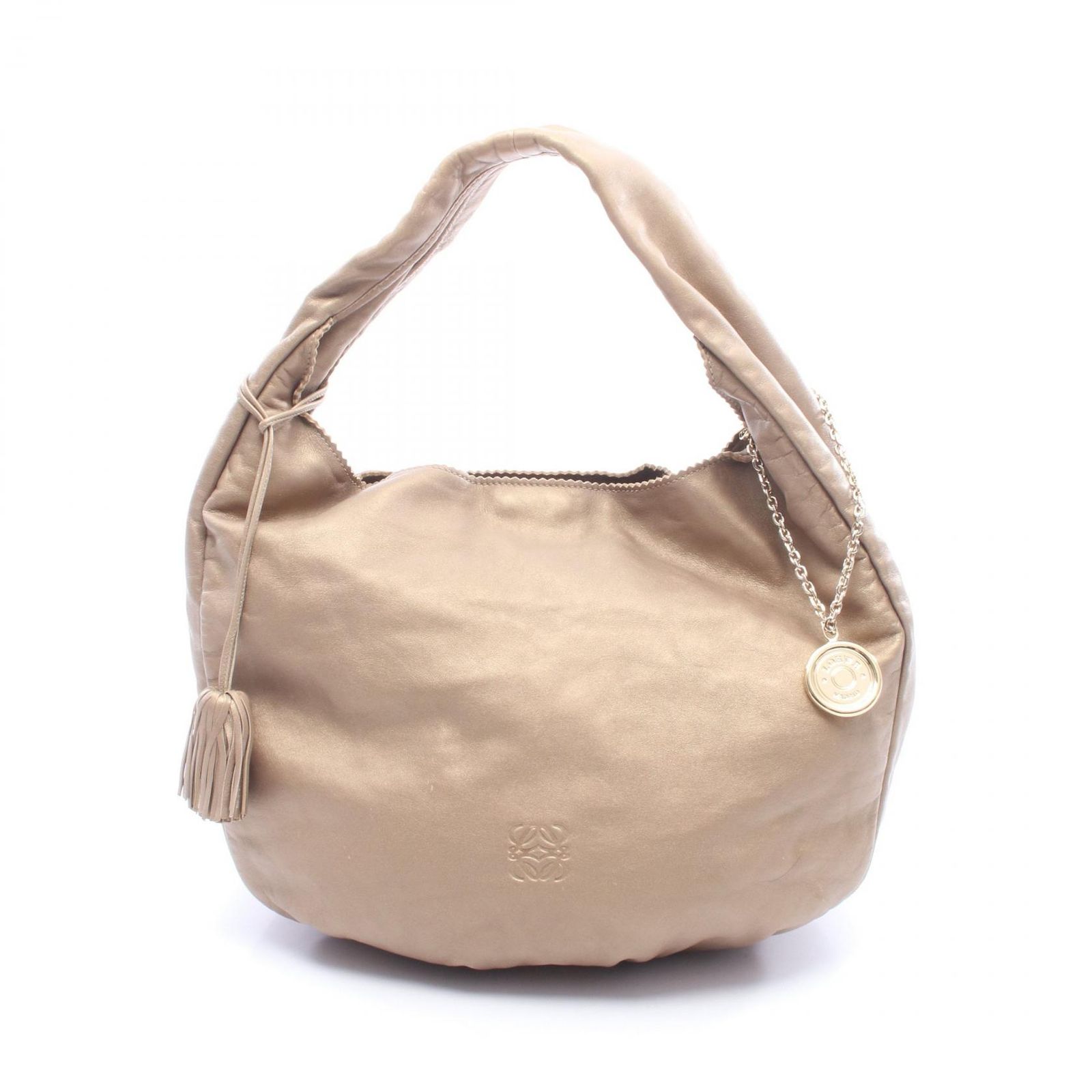 ロエベ LOEWE ショルダーバッグ アナグラム ゴールド レザー アナグラム ワンショルダー レディース Used B