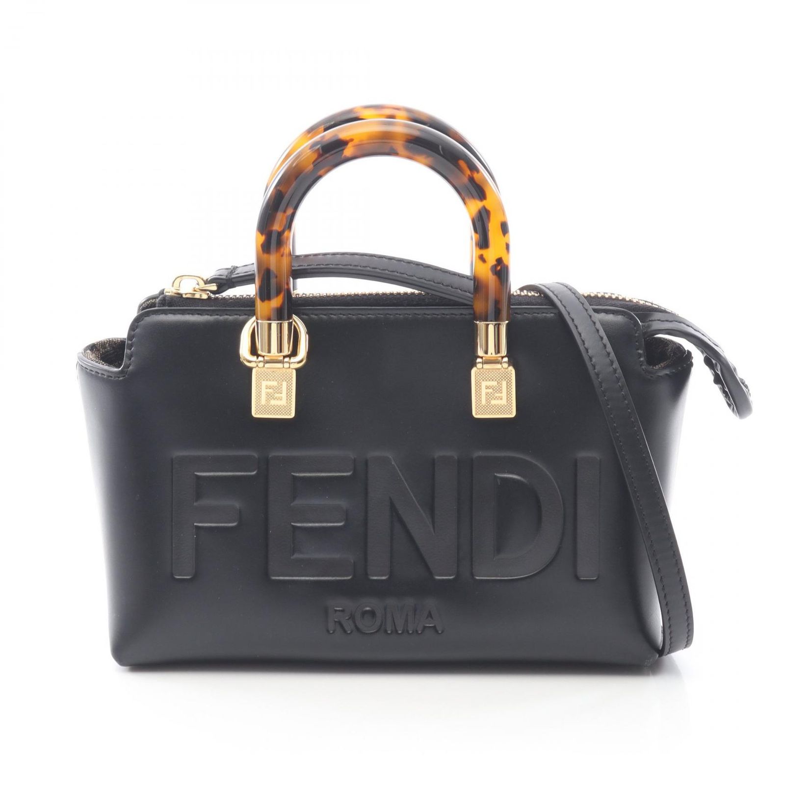 フェンディ FENDI ハンドバッグ バイザウェイ ミニ べっ甲柄ハンドル 2WAY ブラック レザー バイザウェイ ミニ レディース Used A