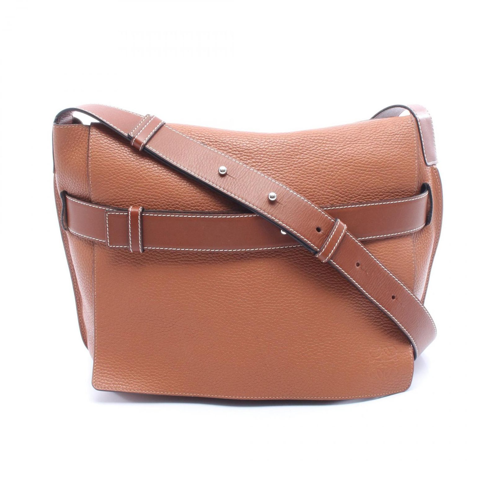 ロエベ LOEWE ショルダーバッグ メッセンジャー ベルト ブラウン レザー メッセンジャーバッグ メンズ Used B 58,190円