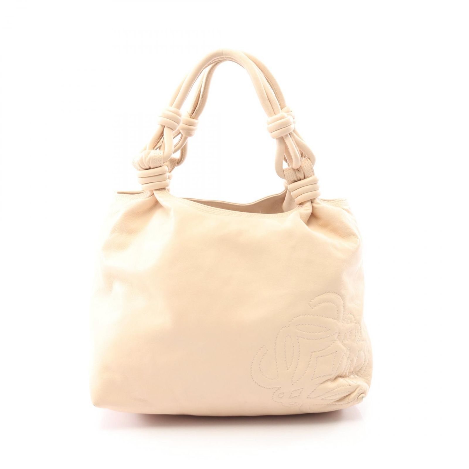 ロエベ LOEWE ハンドバッグ アナグラム ライトオレンジ レザー アナグラム ハンドバッグ レディース Used B