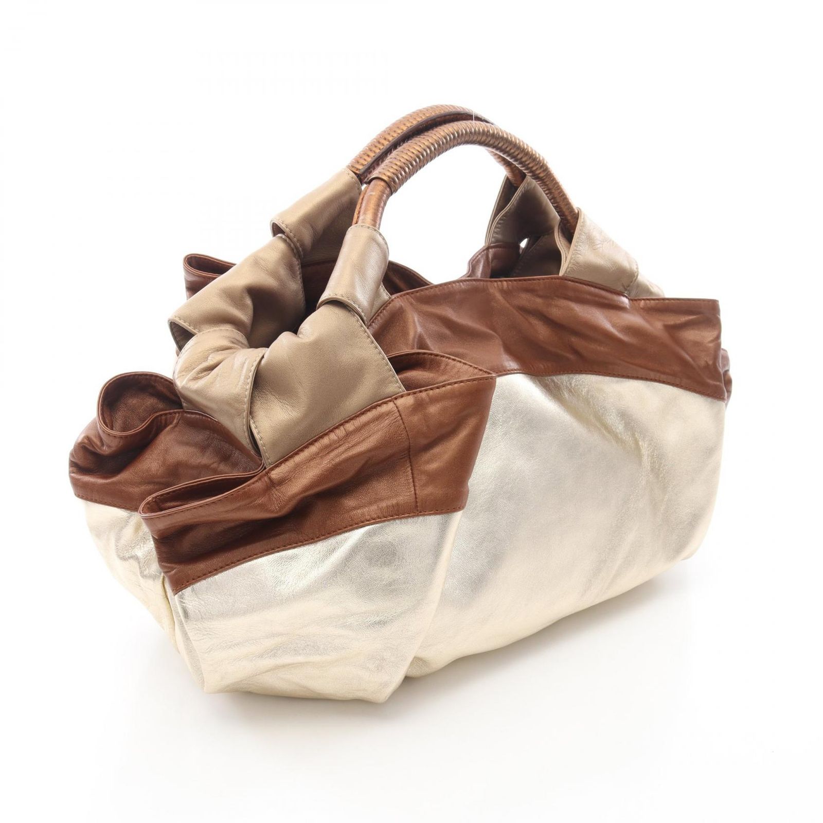 ロエベ LOEWE ハンドバッグ ナッパアイレ ゴールド/ブラウン レザー 