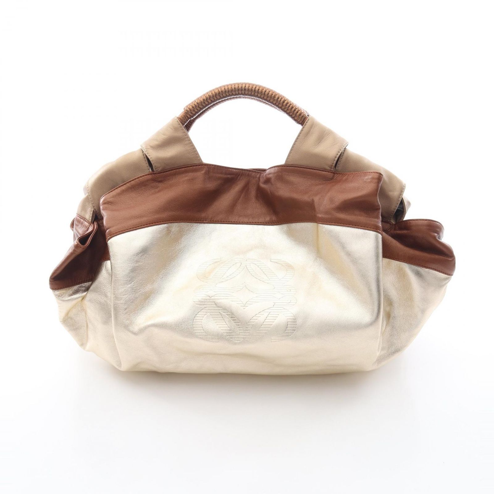 ロエベ LOEWE ハンドバッグ ナッパアイレ ゴールド/ブラウン レザー