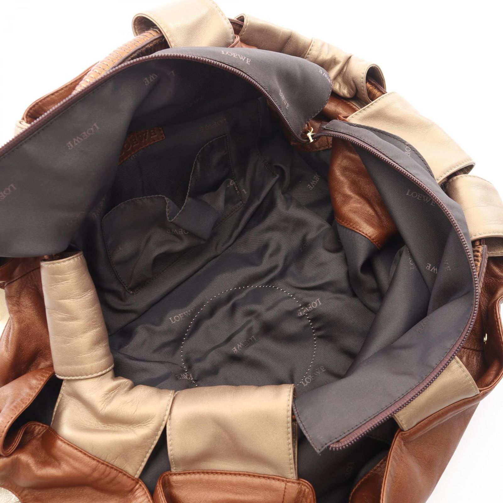 ロエベ LOEWE ハンドバッグ ナッパアイレ ゴールド/ブラウン レザー 