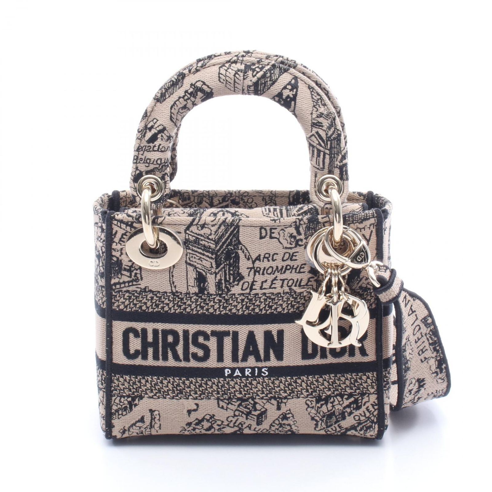 ディオール Dior ハンドバッグ LADY D-LITE ミニ 2WAY ブラウン/ブラック キャンバス Lady D-Lite 2wayトート レディース Used B