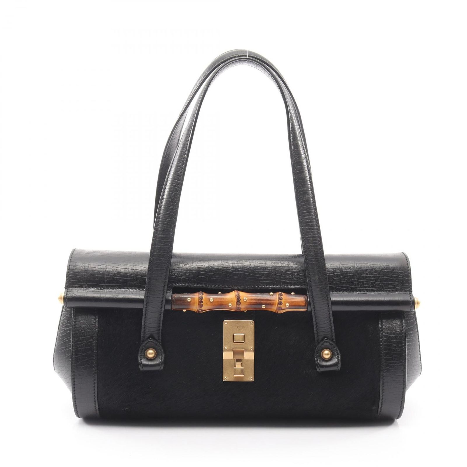 グッチ GUCCI ショルダーバッグ バンブー 114993 ブラック レザー レザー バンブー ハンドバッグ レディース Used A