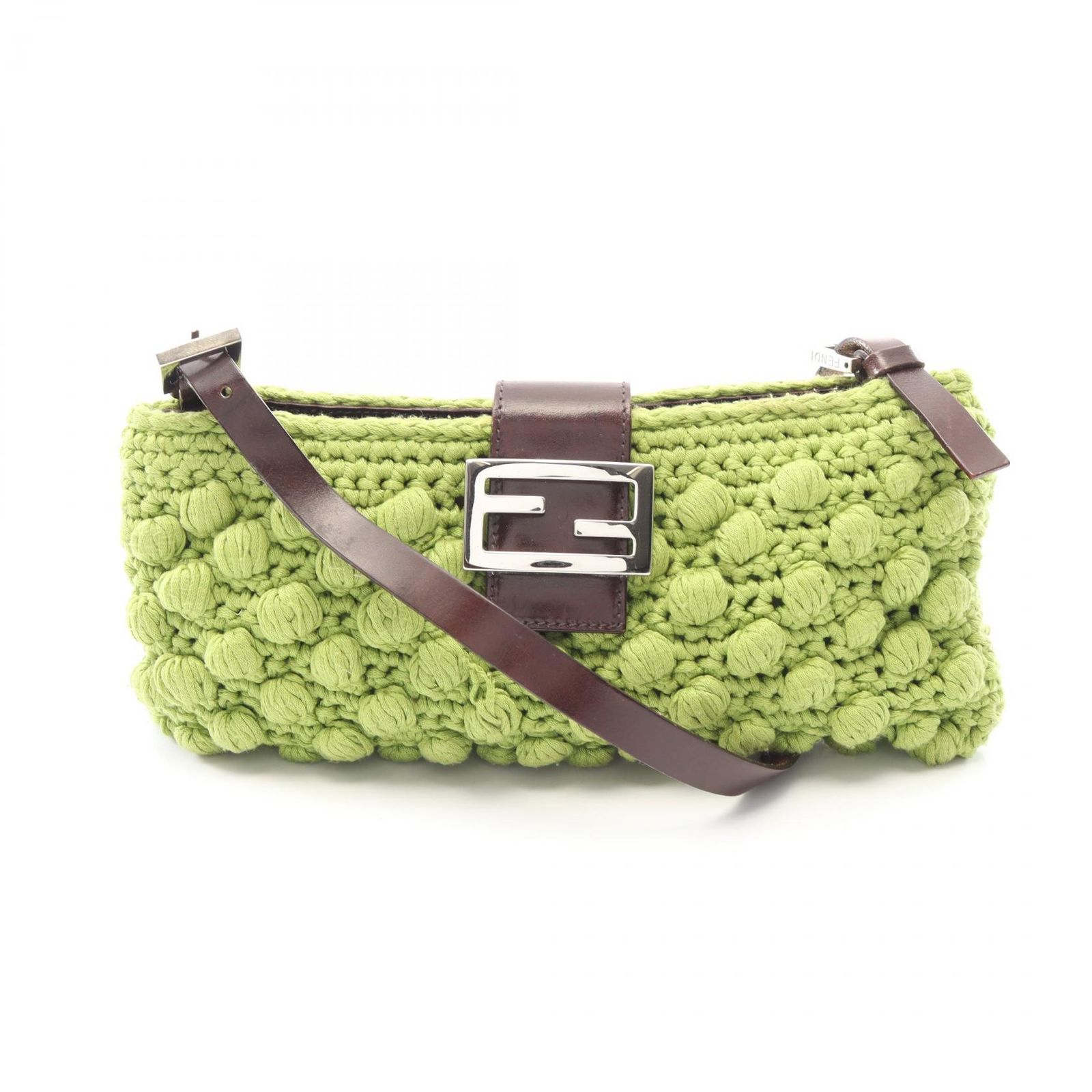 フェンディ FENDI ショルダーバッグ マンマバケット グリーン キャンバス レザー マンマバゲット レディース Used A
