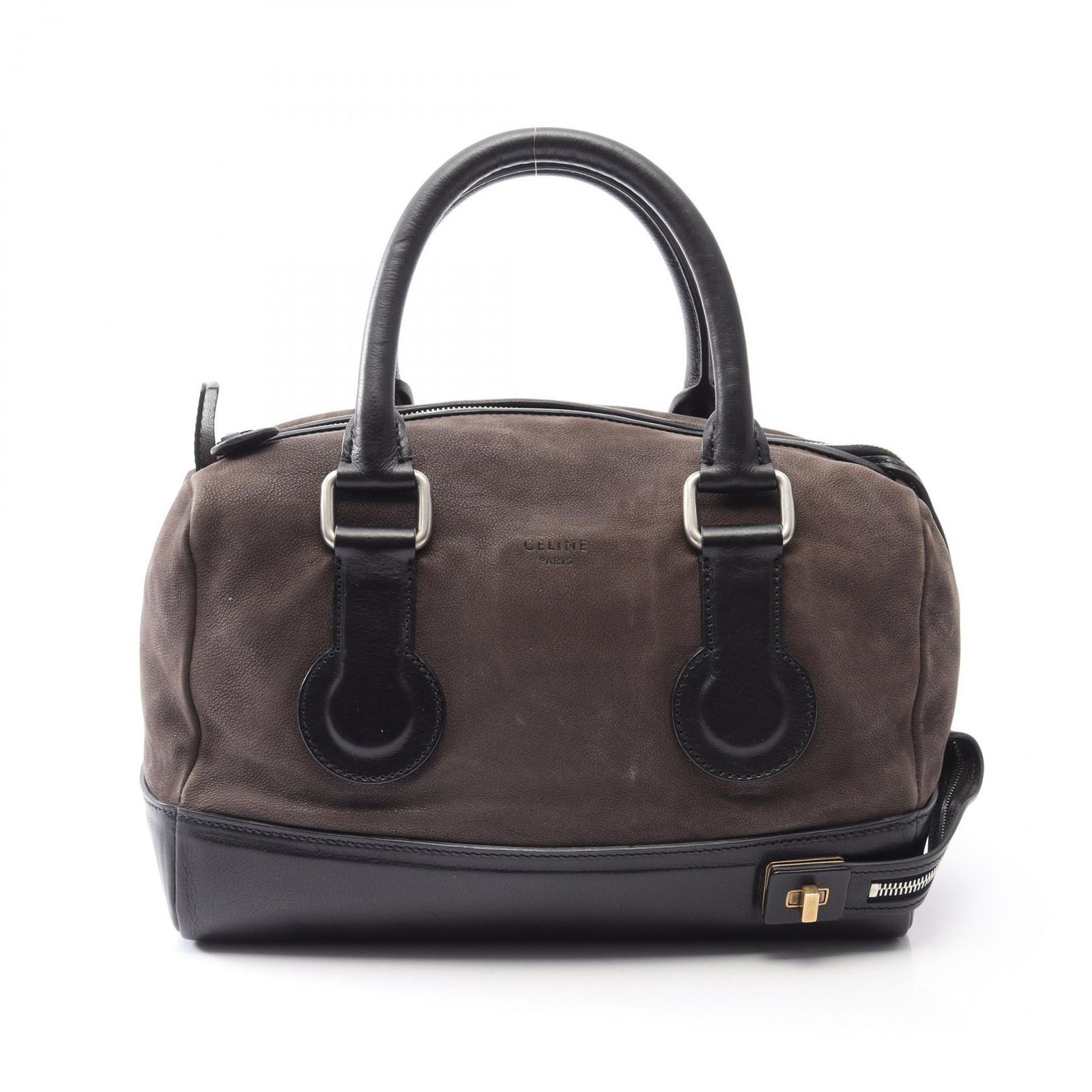 セリーヌ CELINE ハンドバッグ ダークブラウン/ブラック レザー レザー ハンドバッグ レディース Used B