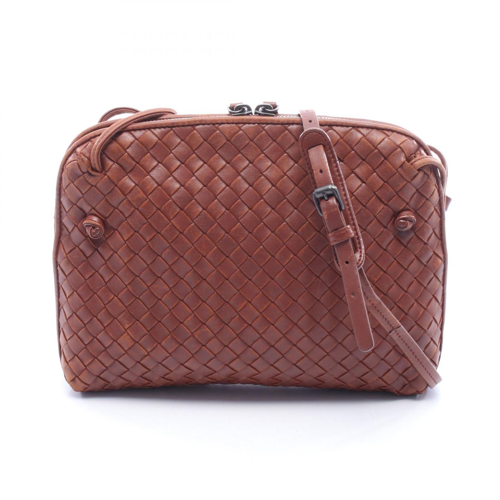 ボッテガヴェネタ BOTTEGA VENETA ショルダーバッグ イントレチャート ブラウン レザー イントレチャート ショルダーバッグ レディース Used B