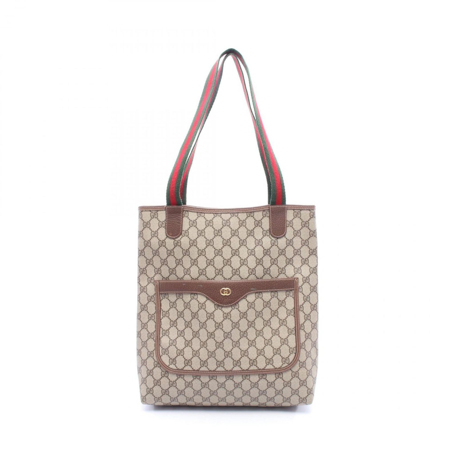 グッチ GUCCI トートバッグ オールドグッチ GGプラス シェリーライン ベージュ PVCコーティングキャンバス レザー オールドグッチ トートバッグ レディース Used B 23,256円