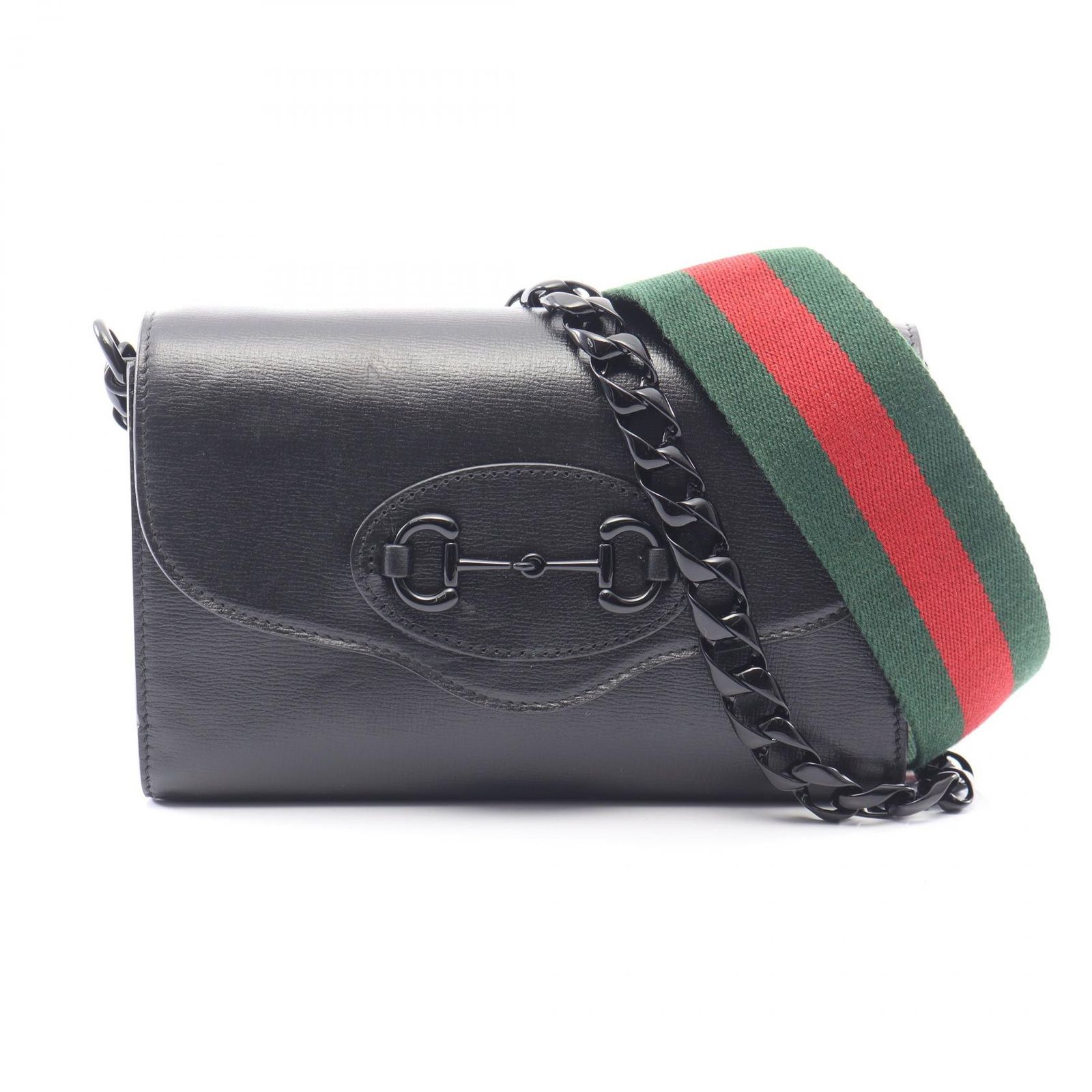 グッチ GUCCI ショルダーバッグ ホースビット 2WAY 724713 ブラック レザー ホースビット 1955 ショルダーバッグ レディース Used A