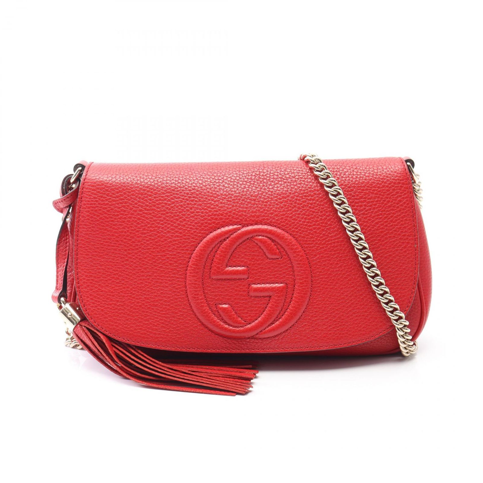 グッチ GUCCI ショルダーバッグ ソーホー インターロッキングG 536224 レッド レザー ソーホー インターロッキングG チェーンショルダー レディース Used A