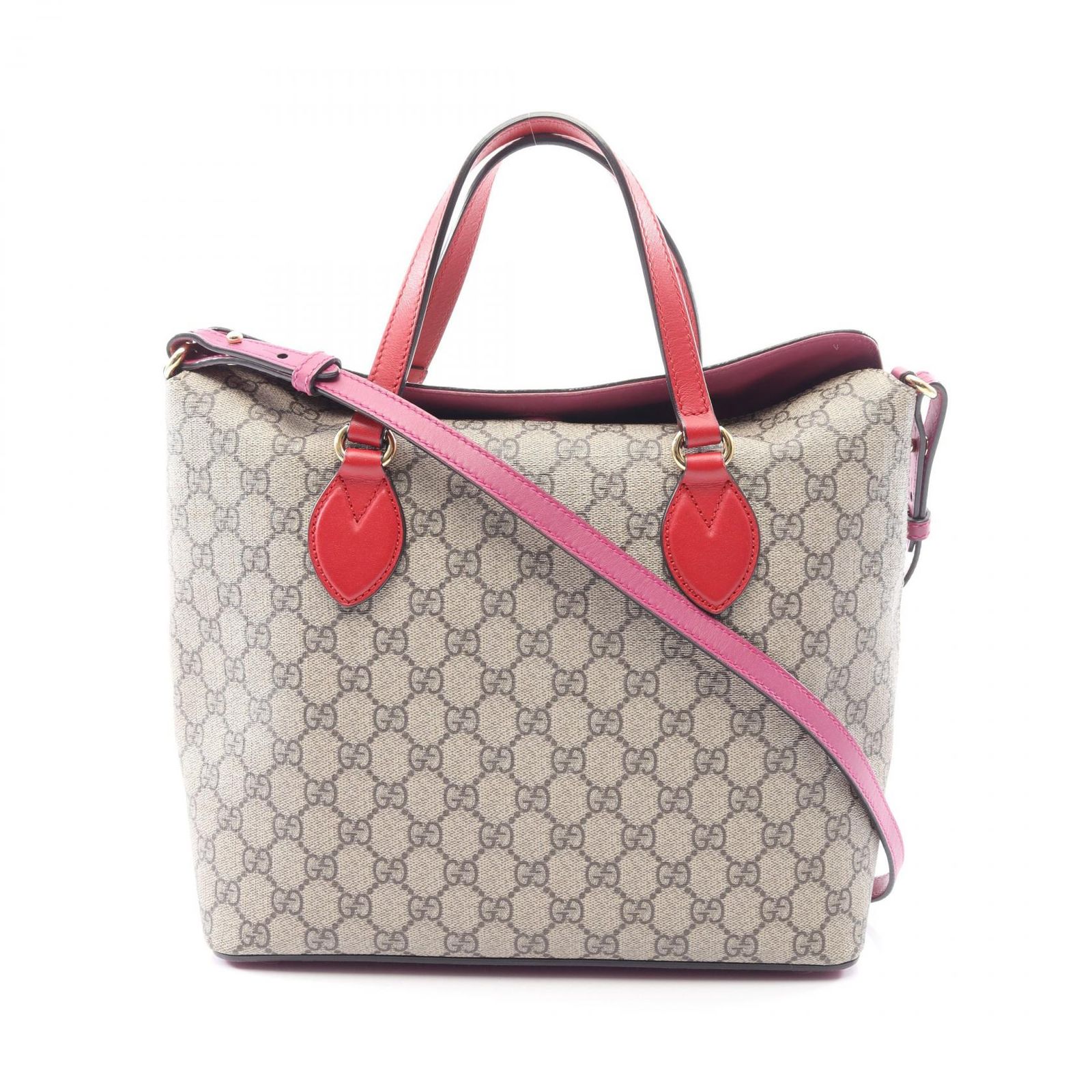 グッチ GUCCI ハンドバッグ GGスプリーム 429147 ベージュ PVCコーティングキャンバス レザー 2wayショルダー レディース Used A