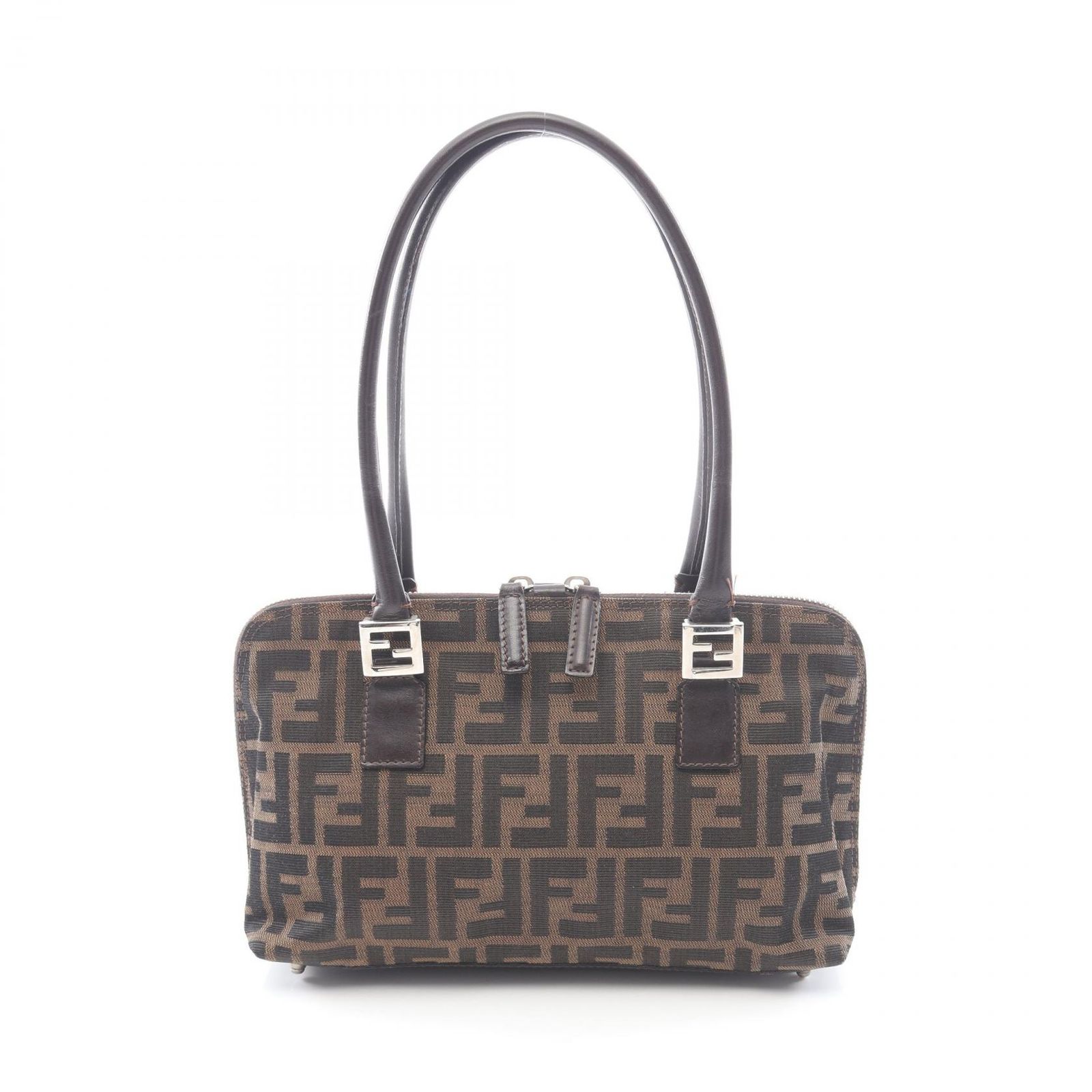 フェンディ FENDI ハンドバッグ ズッカ ブラウン キャンバス レザー ズッカ ハンドバッグ レディース Used A