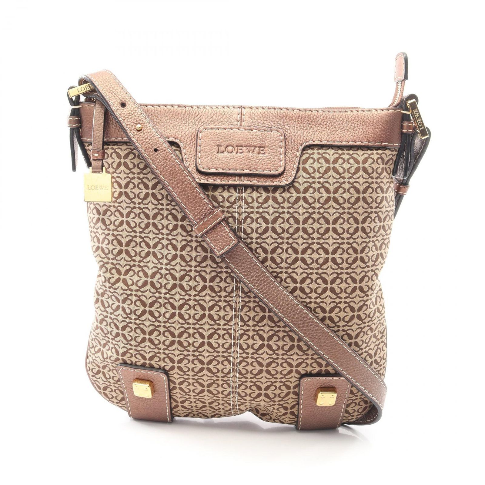 ロエベ LOEWE ショルダーバッグ アナグラム ブラウン キャンバス 