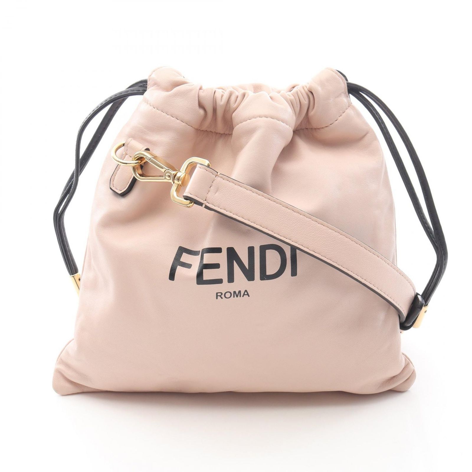フェンディ FENDI ショルダーバッグ パック スリムクラッチ スモール ピンク PVCコーティングキャンバス 巾着バッグ レディース Used B