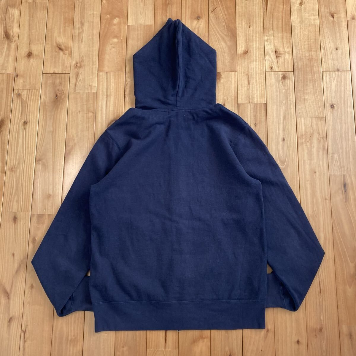 カレッジロゴ フルジップ パーカー Lサイズ ネイビー a bathing ape