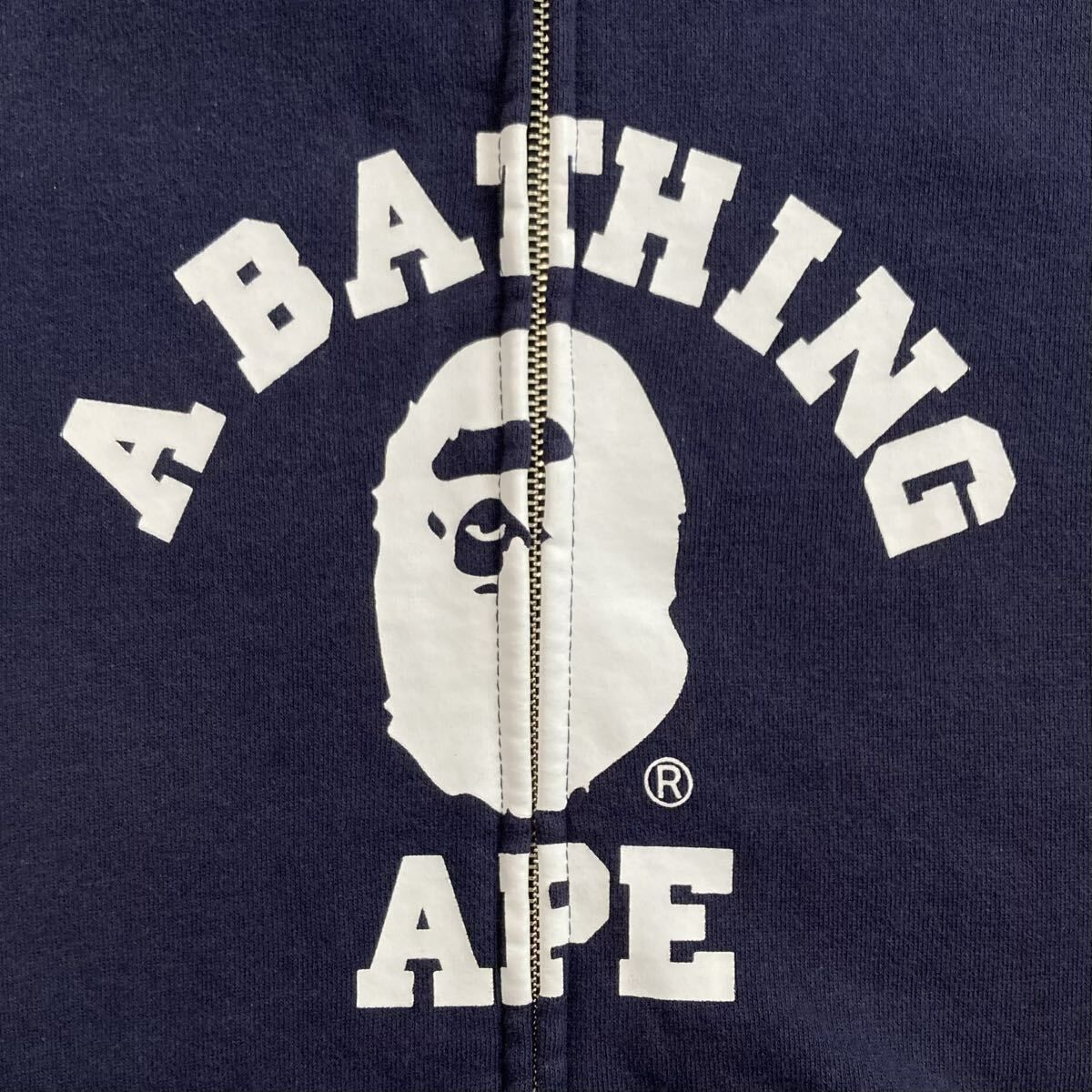 カレッジロゴ フルジップ パーカー Lサイズ ネイビー a bathing ape