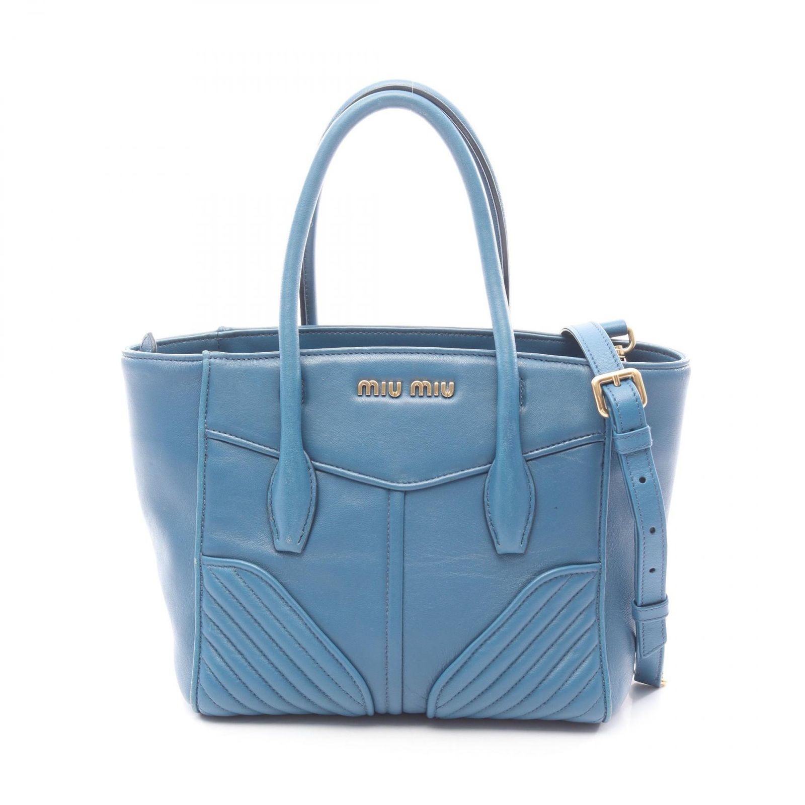 ミュウ ミュウ Miu Miu ハンドバッグ NAPPA BIKER 2WAY 5BA145 ブルー レザー 2wayハンド レディース Used B