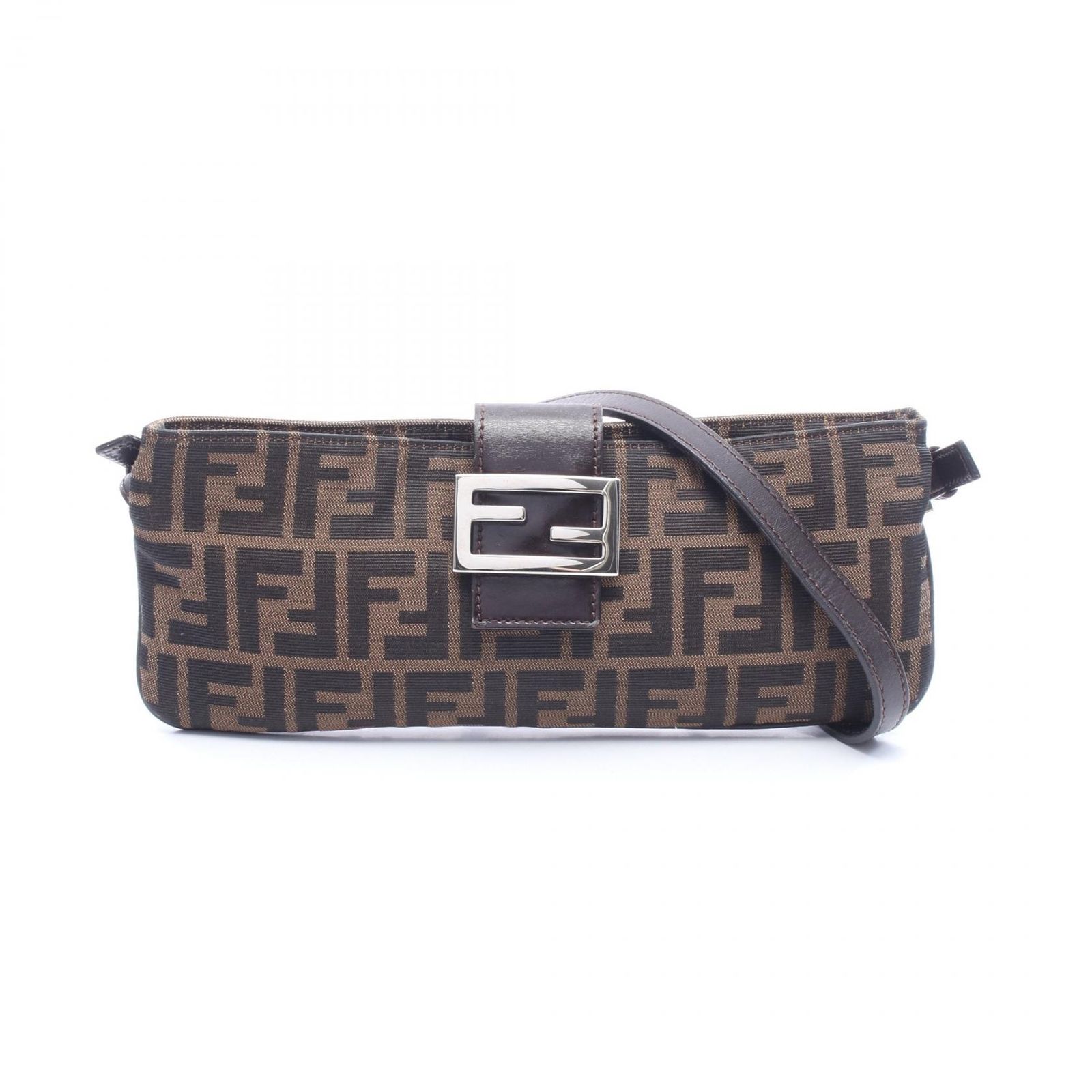 フェンディ FENDI ショルダーバッグ マンマバケット ズッカ ダークブラウン/ブラウン キャンバス レザー ズッカ マンマバケット レディース Used A