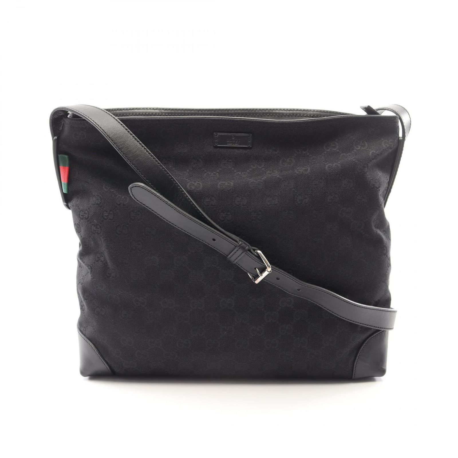 グッチ GUCCI ショルダーバッグ Gキャンバス シェリーライン 308930 ブラック キャンバス レザー シェリー ショルダーバッグ レディース Used A