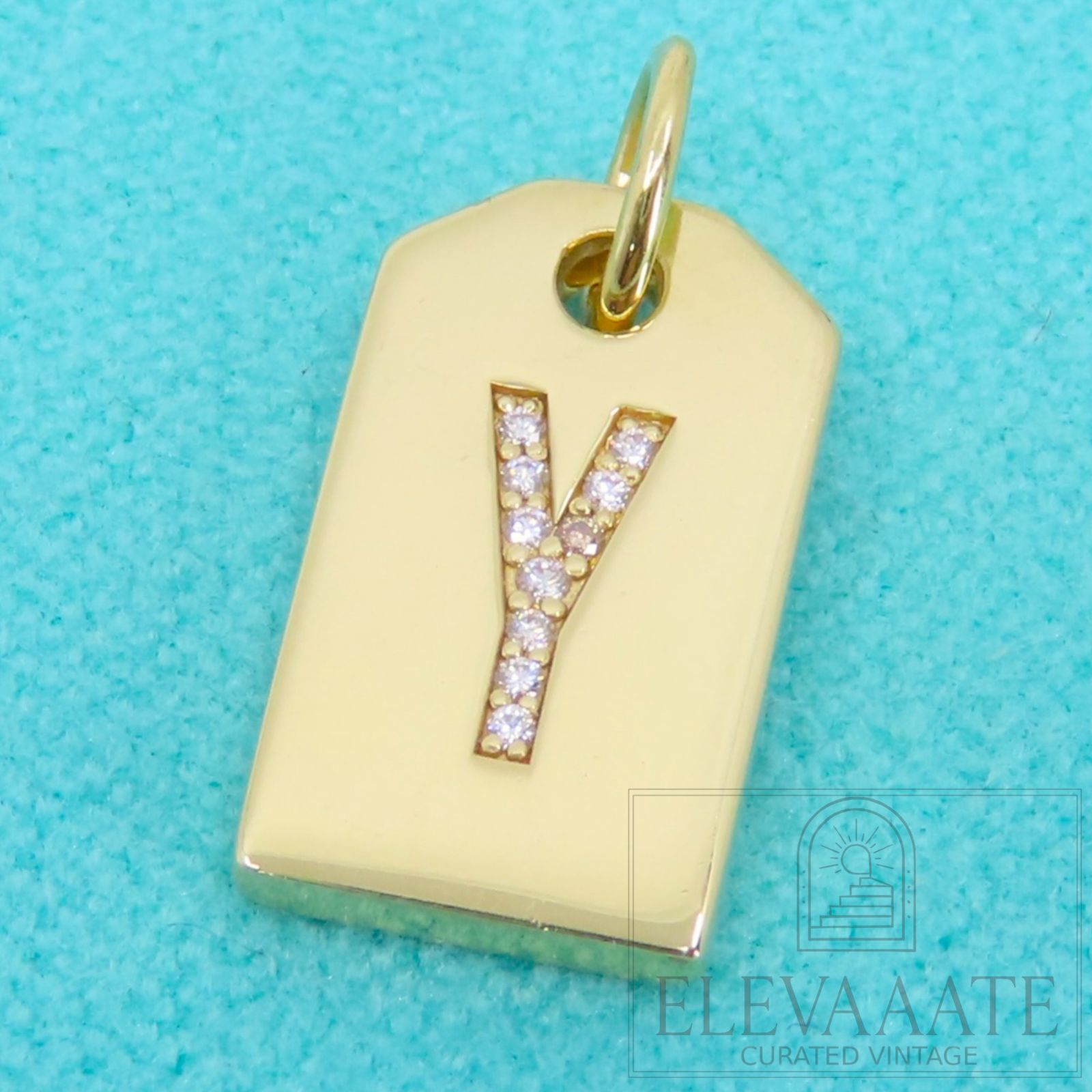 希少 Tiffany&Co. ティファニー ゴールド イニシャル Y レター ダイヤモンド ペンダント トップ 750 K18 ネックレス チャーム TO913