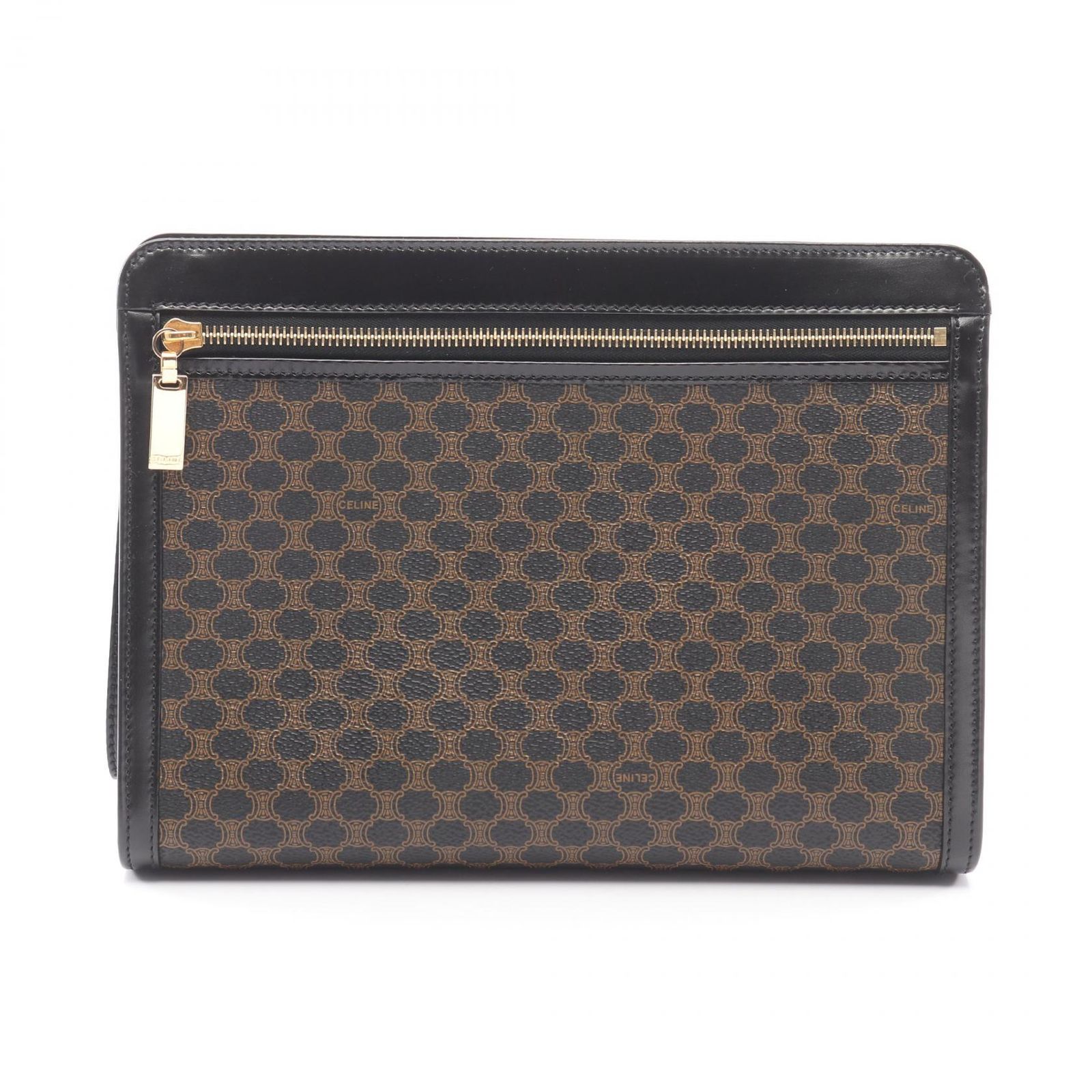 セリーヌ CELINE セカンドバッグ クラッチバッグ マカダム ダークブラウン PVCコーティングキャンバス レザー マカダム クラッチバック ユニセックス Used A