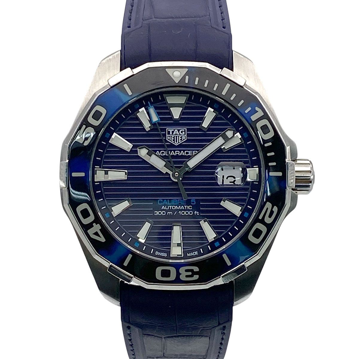 TAG HEUER タグホイヤー アクアレーサー キャリバー 5 腕時計 WAY201P メンズ ステンレススチール ラバー ブルー ネイビー 自動巻き 中古