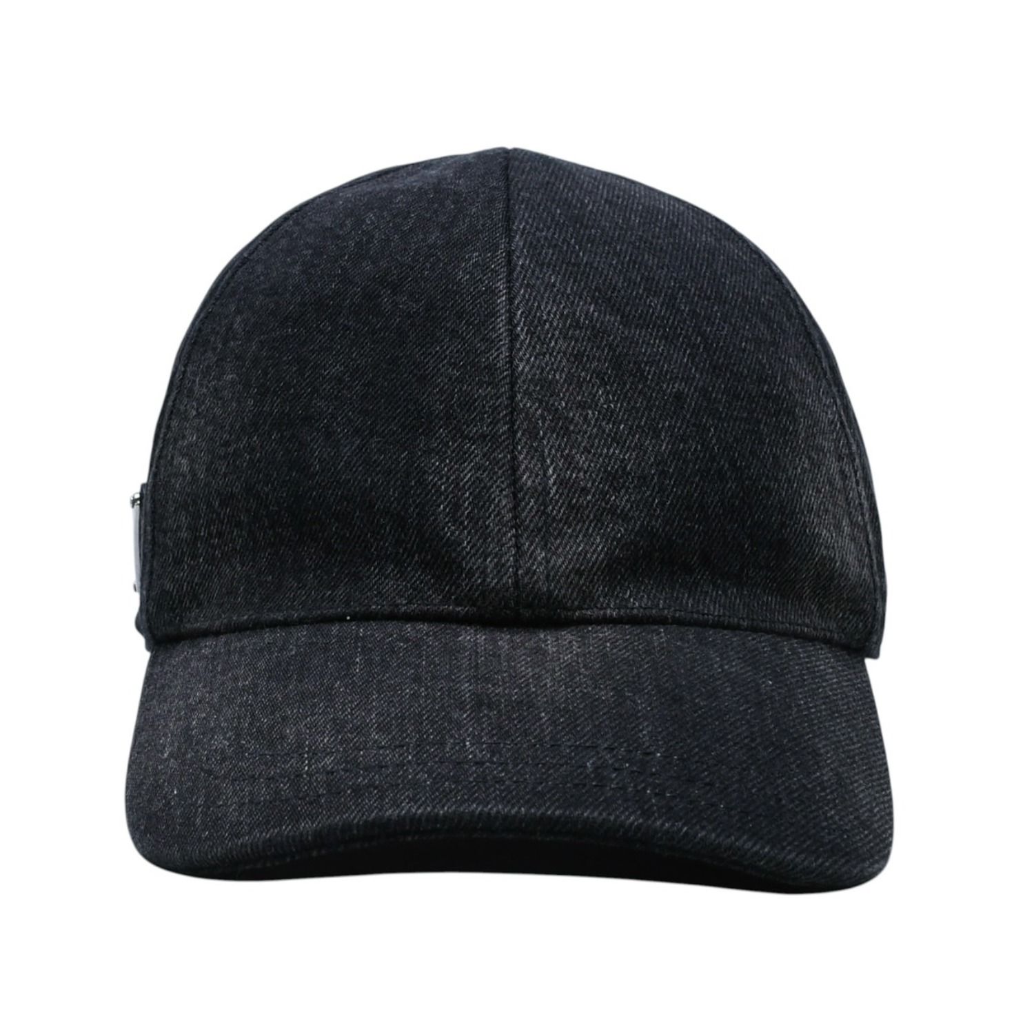 極美品 PRADA プラダ トライアングルロゴ ベースボールキャップ 2HC274 12K8 ブラック デニムコットン 中古 4a001968